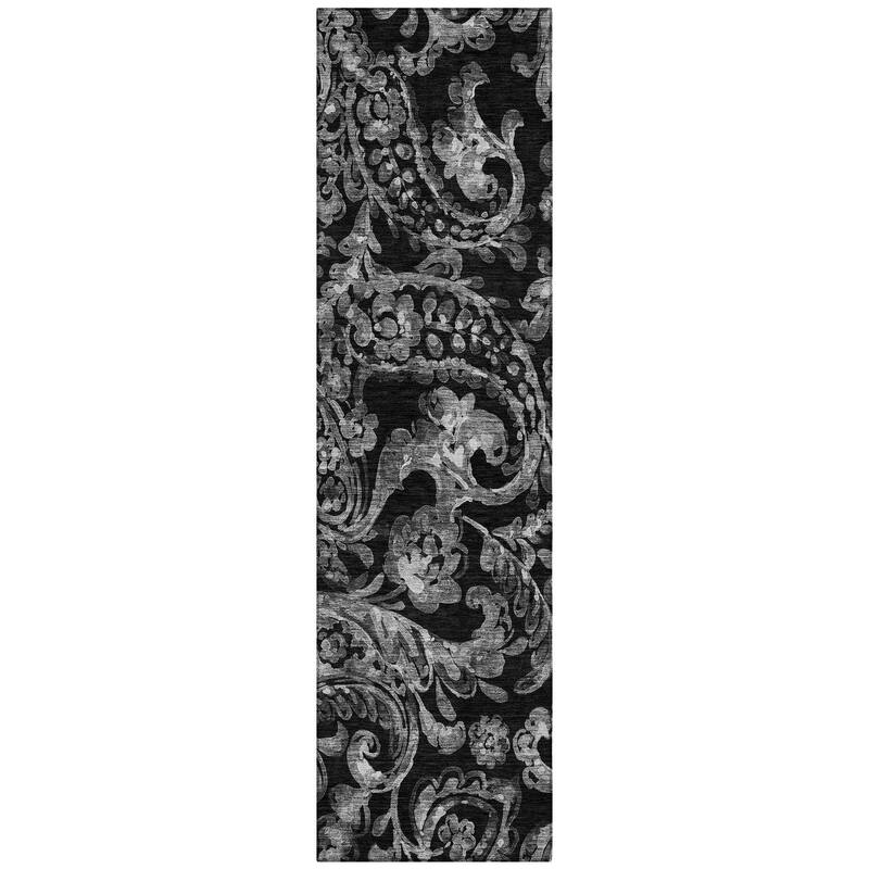 Machine Washable Indoor/ Outdoor Chantille Traditional Scroll Rug