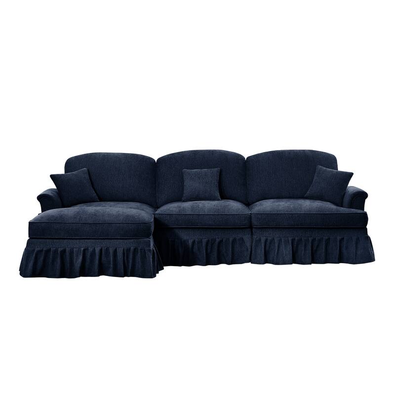 GDFStudio - Mid Century Chenille L-Shaped 3-Seater 107.1" Modular Sectional Sofa with Ottoman