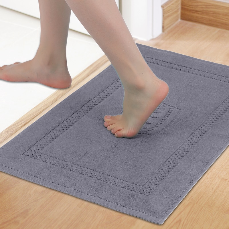 Absorbent Bath Rugs Reversible Cotton Spa Quick Dry Non Slip Bathroom Mat Home Necessities Hotel - Gray