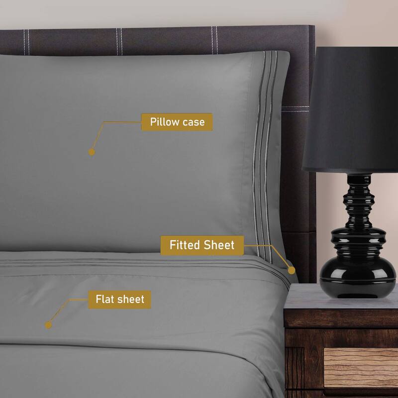Superior Wrinkle-resistant Embroidered Microfiber Deep Sheet Set