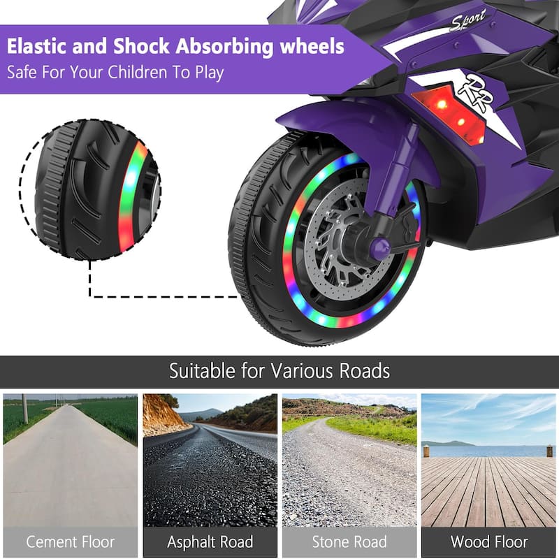 12V Kids Electric Motorcycle for Ages 3-4, 4MPH Max Speed, Bluetooth & USB Music, 90 lb Capacity