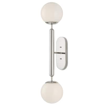 Currey & Company Barbican 2-Light Nickel Wall Sconce - 30"h x 6.5"w x 7.5"d