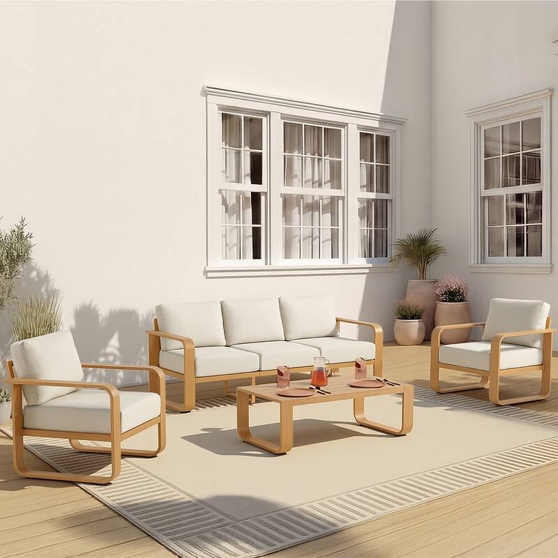 Spruce & Spring Outdoor Patio Furniture Set Aluminum Sofa Accent Chair