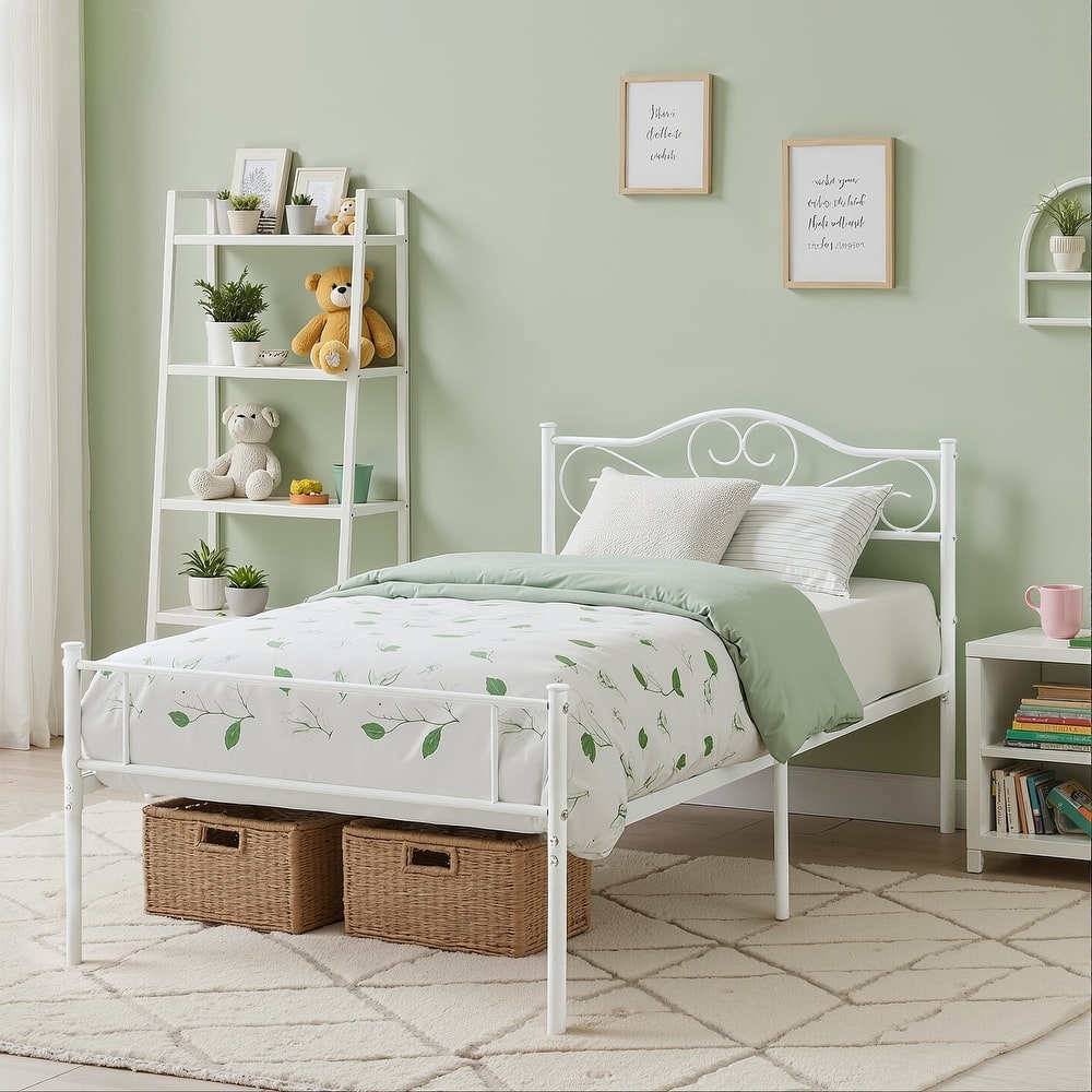 VECELO Metal Platform Bed Frame with Headboard & Footboard Steel Slats Mattress Foundation No Box Spring Needed