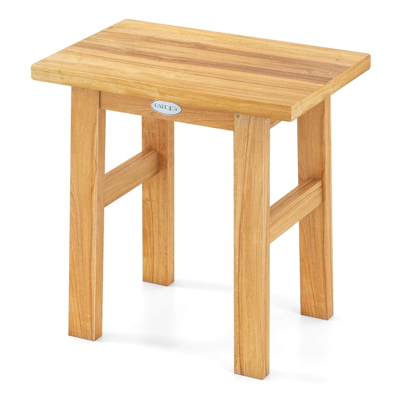 Costway 18" Teak Shower Bench Waterproof Spa Bath Stool for Shaving - See Details