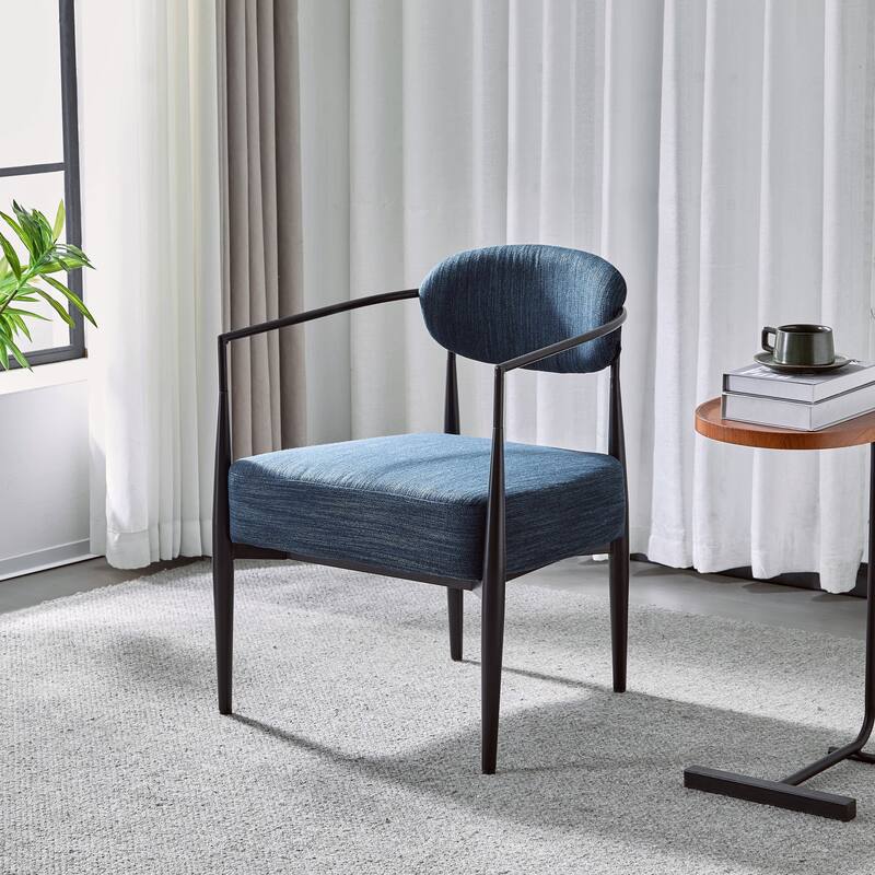 Mid-Century Modern Upholstered Accent Armchair - Black,Navy Blue
