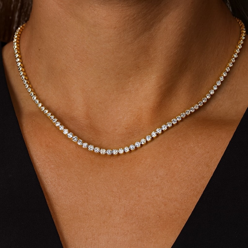 Cubic Zirconia Bezel Tennis Necklace