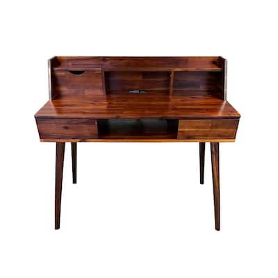 Solid Acacia Desk with Charging Station