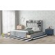 preview thumbnail 22 of 31, Queen Size Storage Platform Bed 4 Drawers Concise Design Wood Slat Support with Upholstered Headboard and Multi-Shelves