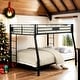 preview thumbnail 1 of 3, Metal Full XL over Queen Bunk Bed with Built-in Ladder,Kids Bed Design Black