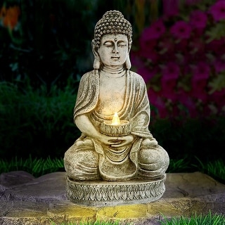 Meditating Buddha Garden Statue with Solar Light - Bed Bath & Beyond ...