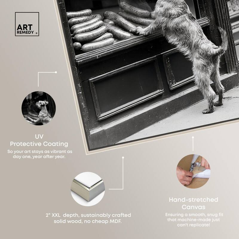 Window Shopping Pup Canvas by Art Remedy