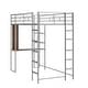 preview thumbnail 9 of 18, Silver Twin Size Metal Loft Bed with Ladder, Fence, 2 Shelves and Desk for Bedroom