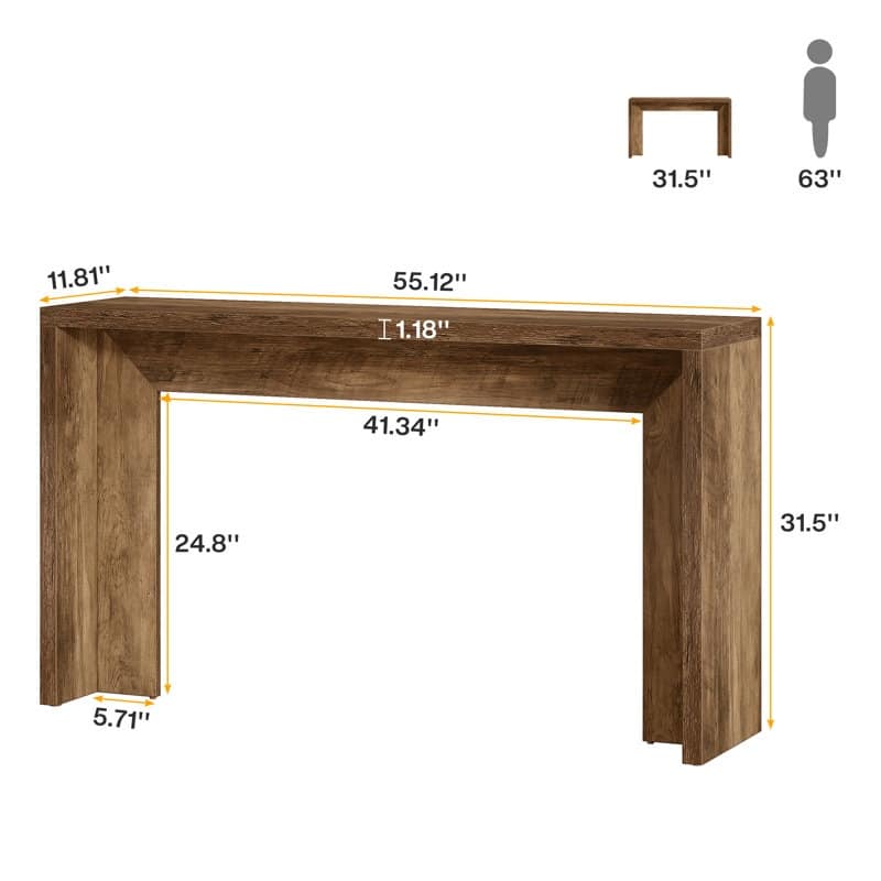 55.1-Inch Wood Long Console Table Sofa Table for Entryway Living Room