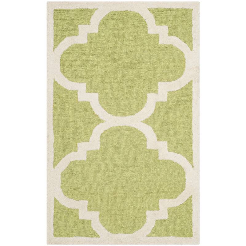SAFAVIEH Handmade Cambridge Gullveig Modern Moroccan Wool Rug - 2'6" x 4' - Green/Ivory