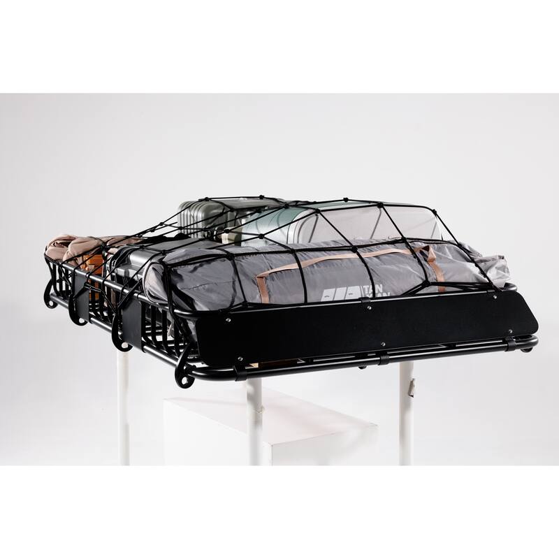 Roof Rack Basket With Net, Rooftop Steel Roof Rack, Cargo Carrier with 250 Lbs Capacity, Extension Black Car Top Luggage Holder