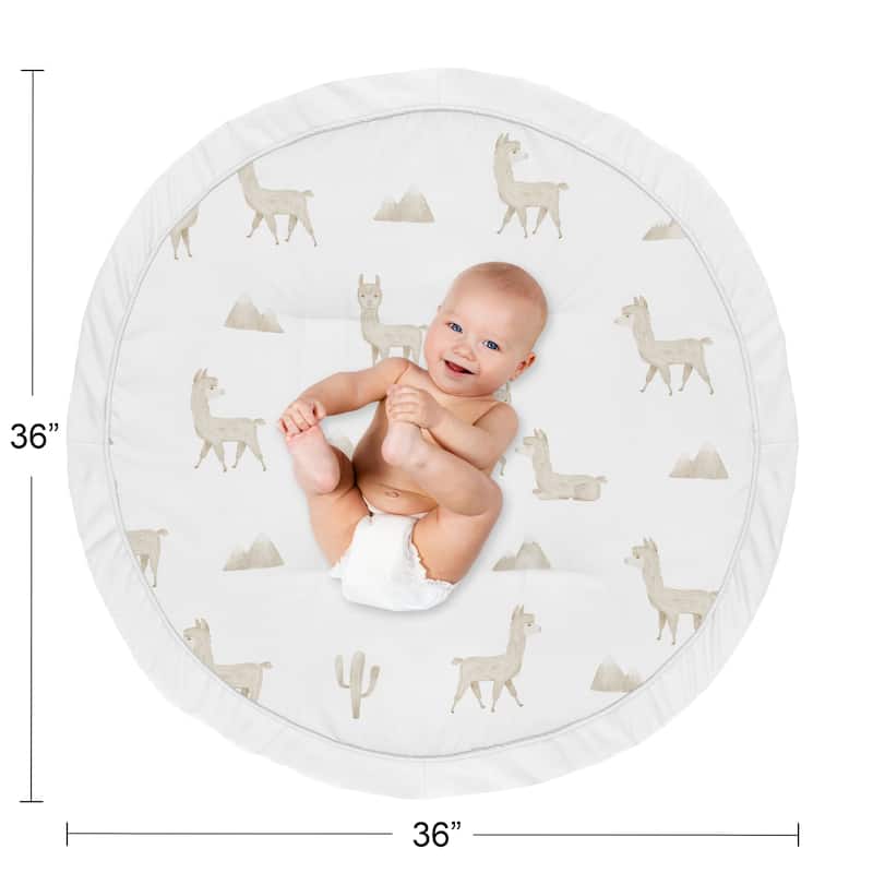 Boho Llama Boy Girl Baby Tummy Time Playmat - Gender Neutral Beige Taupe Tan Bohemian Southwest Watercolor Mountain Farmhouse