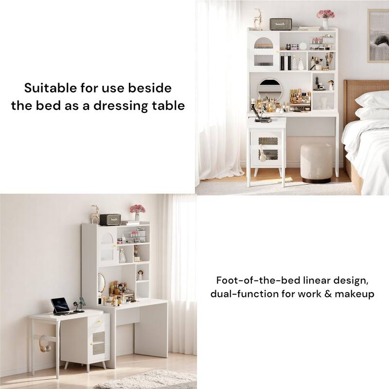KISRAIS Office Desk with 90 Degree Rotating Desktop for Study, Home Office, Bedroom and Living Room