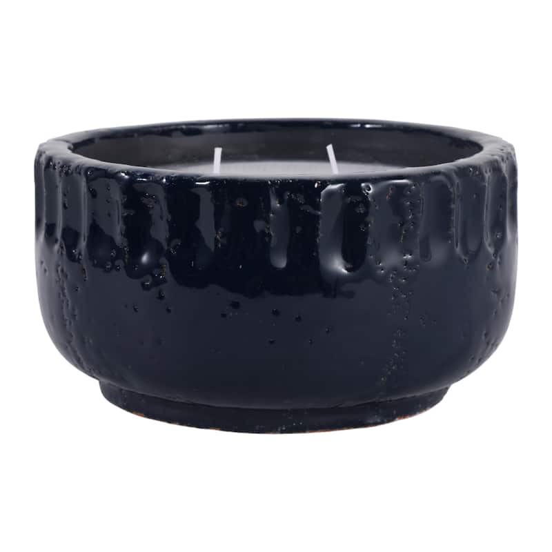 Modern Crackle-Glazed Ceramic Scented Candle - 7"