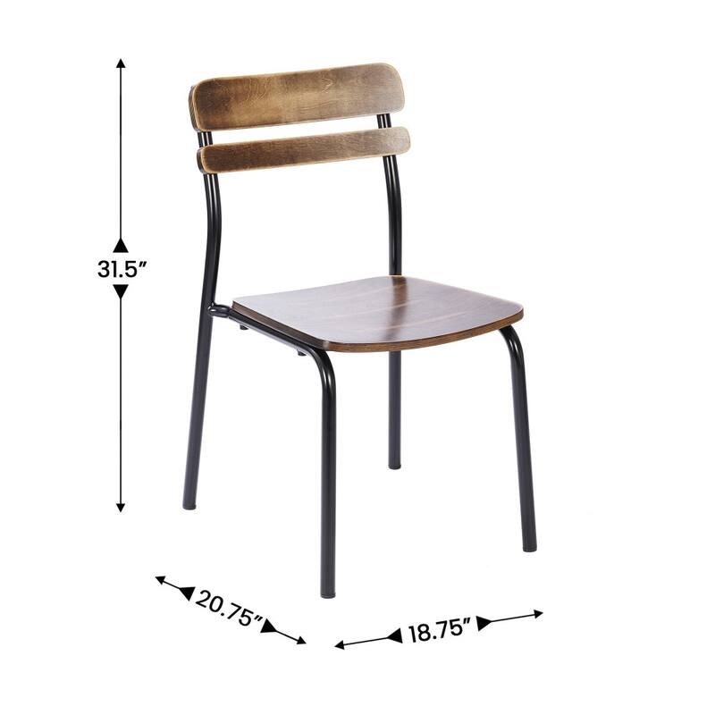 2PK Commercial Solid Wood Dining Chair with Frame and Antique Finish - 18.75"W x 20.75"D x 31.5"H