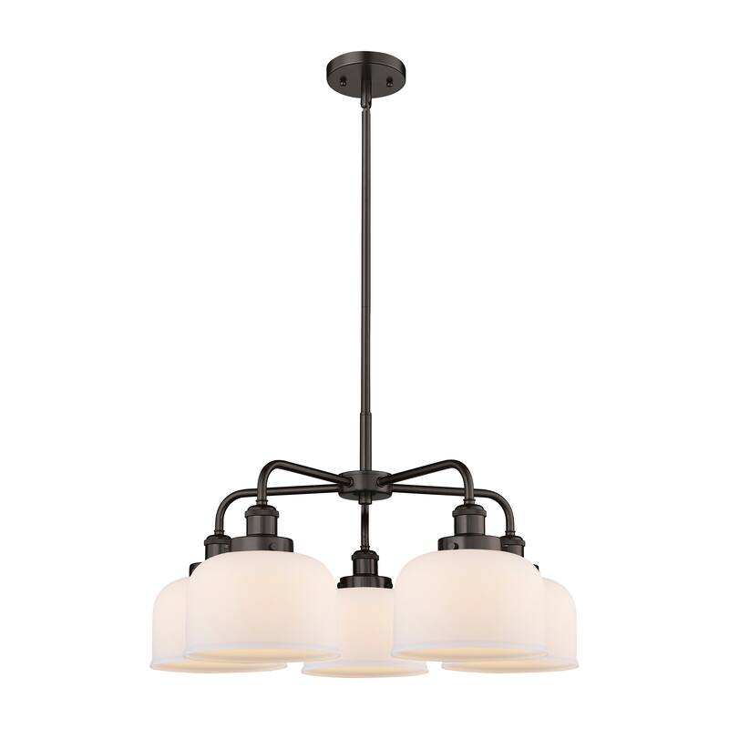 Innovations Lighting Bell - 5 Light 26" Stem Hung Chandelier - Oil Rubbed Bronze/Matte White