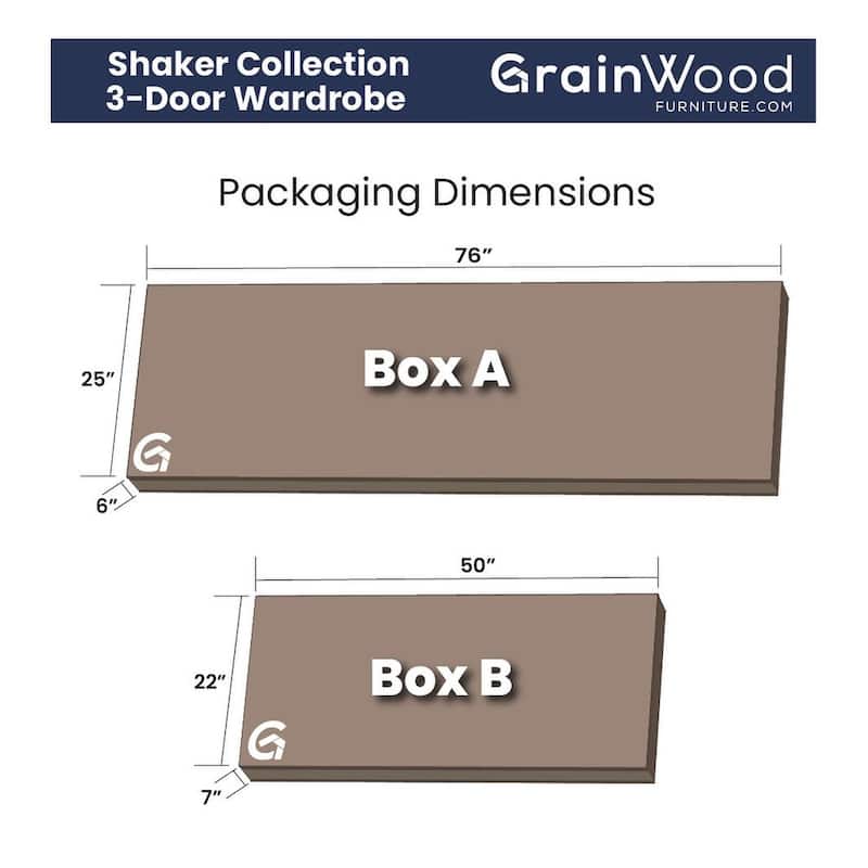 Grain Wood Furniture Shaker Wood 3-door Armoire - 60x72x22
