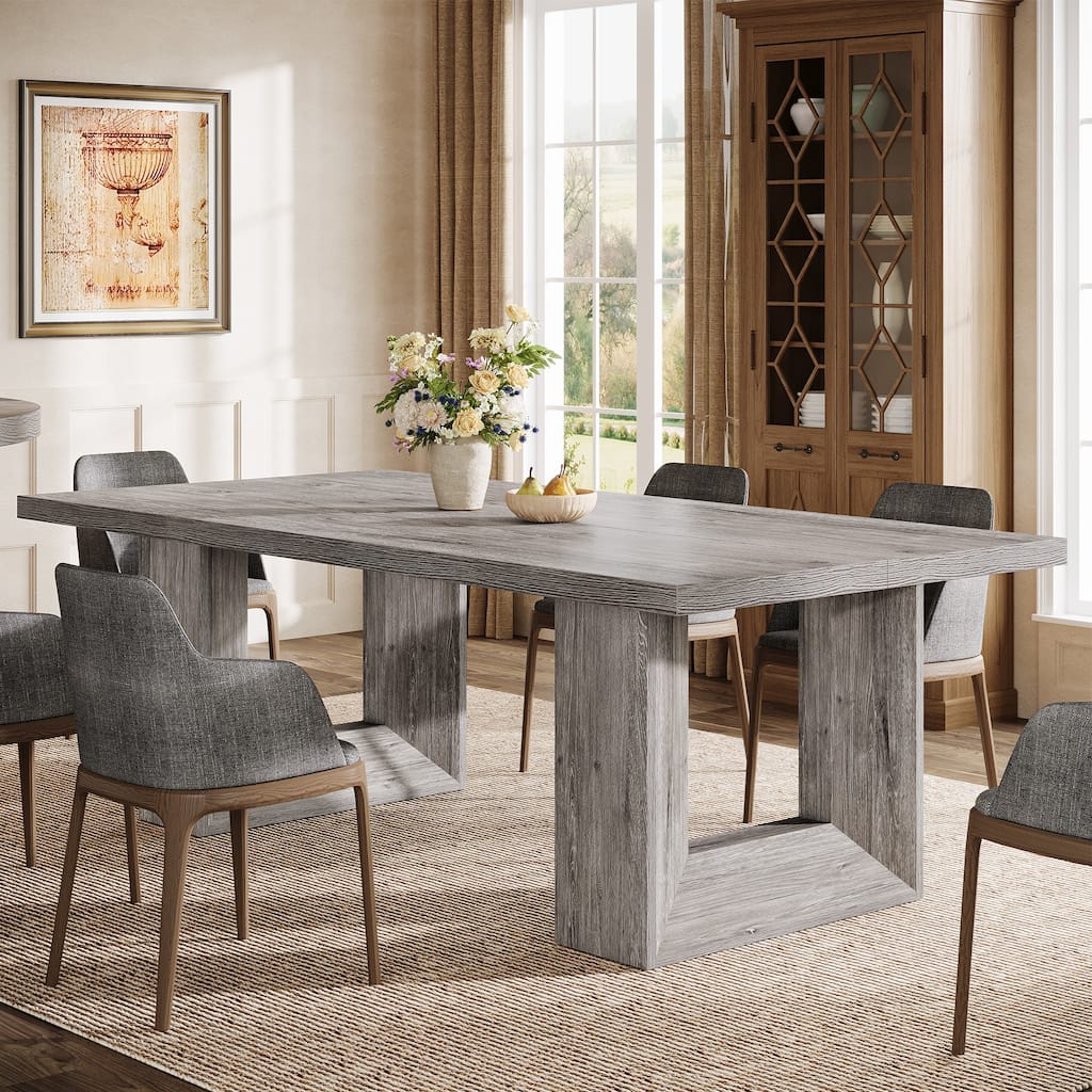 Dining Table for 6 People, 63'' Rectangular Kitchen Table with Strong Geometric Legs
