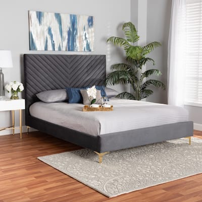 Fabrico Glam & Luxe Velvet Upholstered Metal Platform Bed