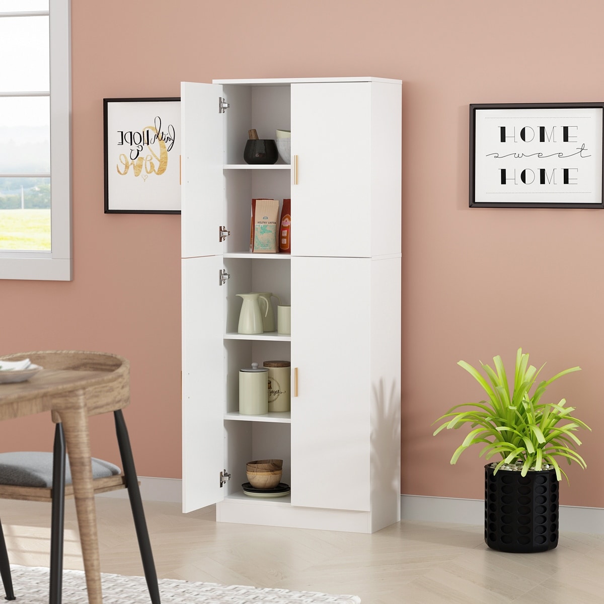 FM Furniture Norway Broom Closet Pantry with 5 Shelves - On Sale