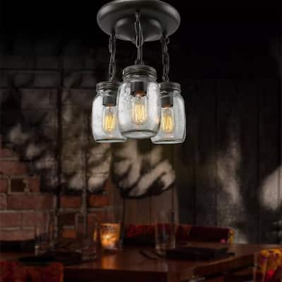 Jar Kitchen Island Light 3 Heads Pendant Light Ceiling Chandelier - 9" x 14"