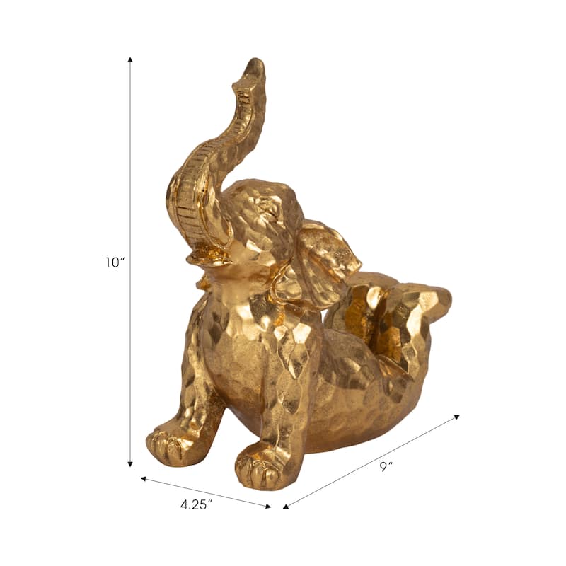 Sagebrook Home Polyresin Gold Figurines Elephant