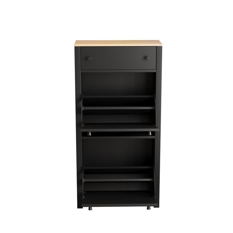 Wood Grain Pattern Top Shoe Cabinet with Drawer