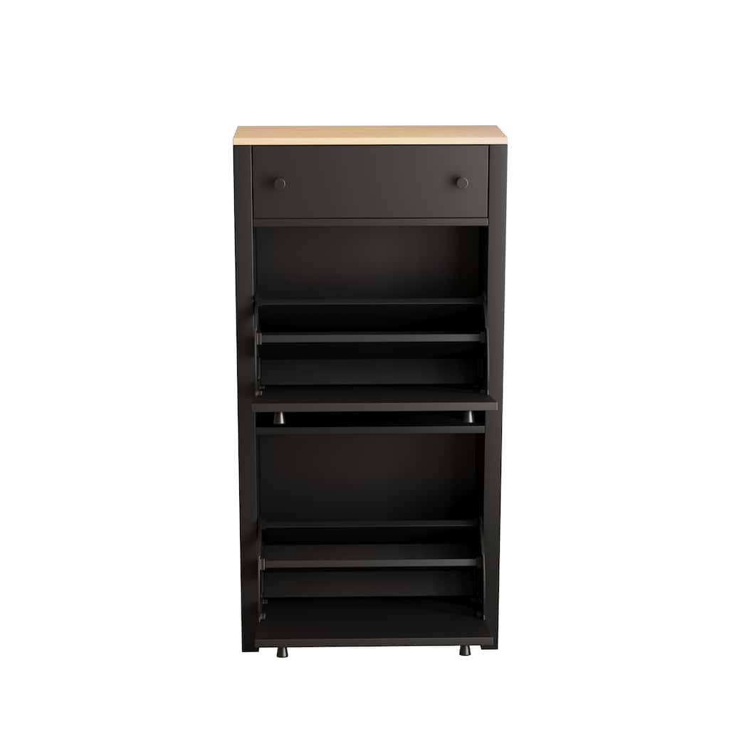 Wood Grain Pattern Top Shoe Cabinet with Drawer
