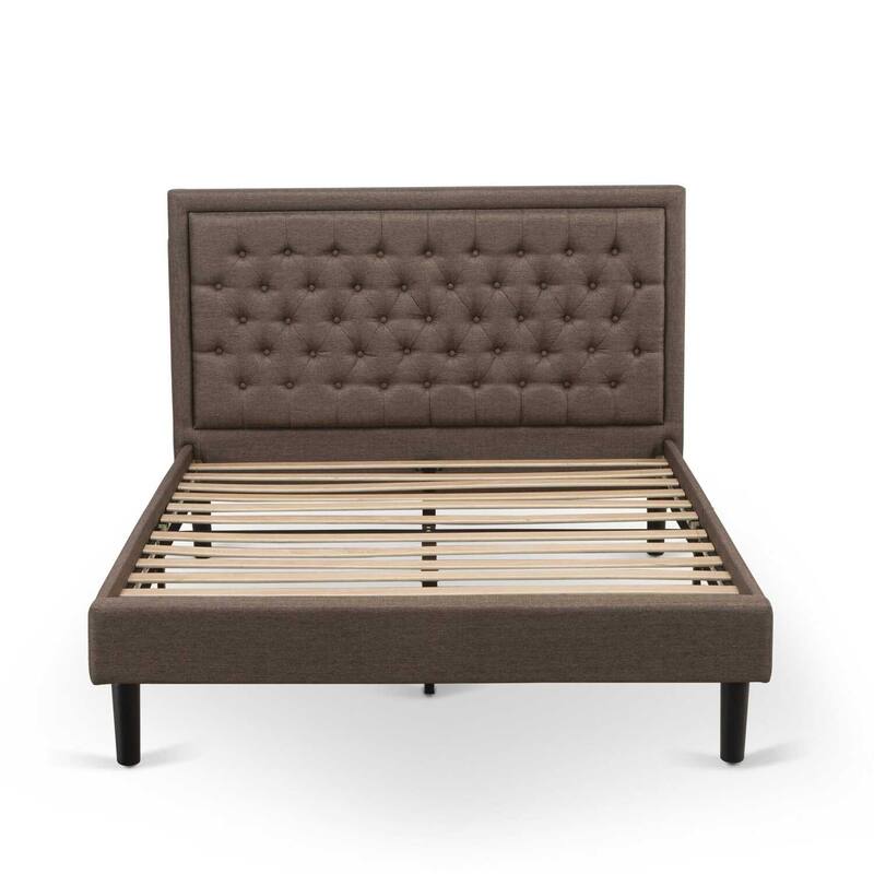 Queen Bed Frame Upholstered Linen Headboard - Modern Platform Bed with Black Legs