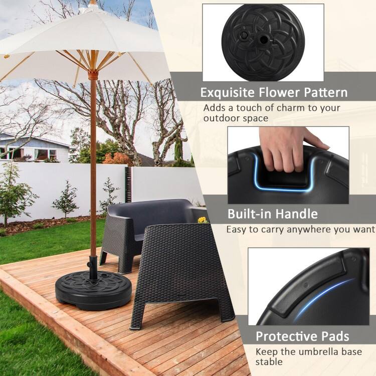 22 Inch Fillable Heavy-Duty Round Patio Umbrella Base Stand (Only Base) - 22" x 12" (Dia. x H)