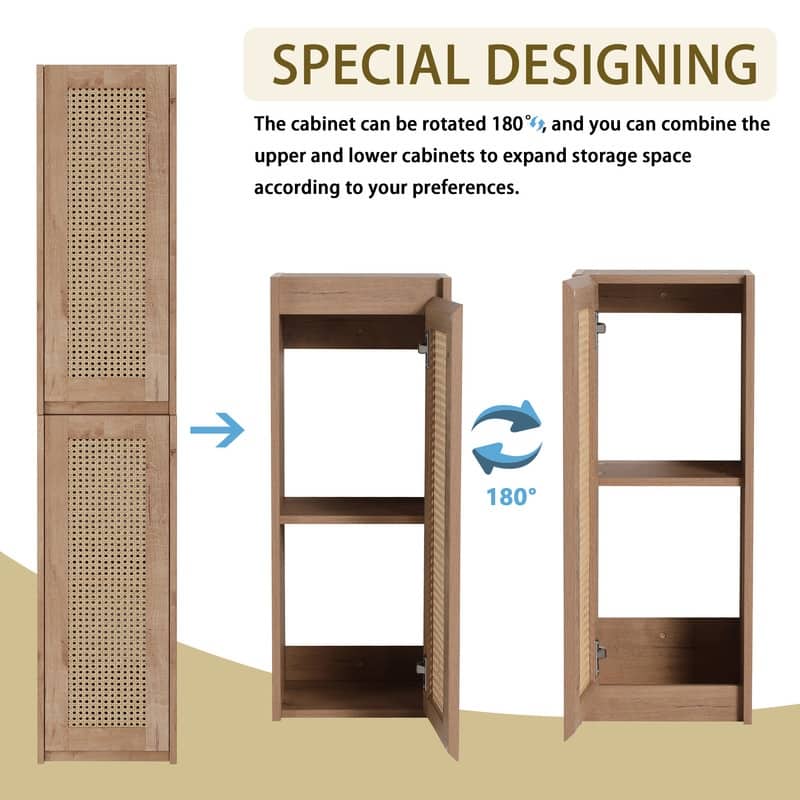 Bathroom Side Cabinet with Soft-Close Doors and Floating Mount Design.