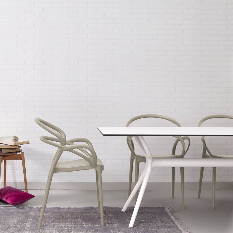 33" Taupe Outdoor Patio Round Dining Arm Chair