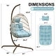 preview thumbnail 11 of 53, Oversized 1-Person Foldable Hanging Egg Chair - Wicker Swing Chair with Stand, Portable for Indoor Outdoor Patio