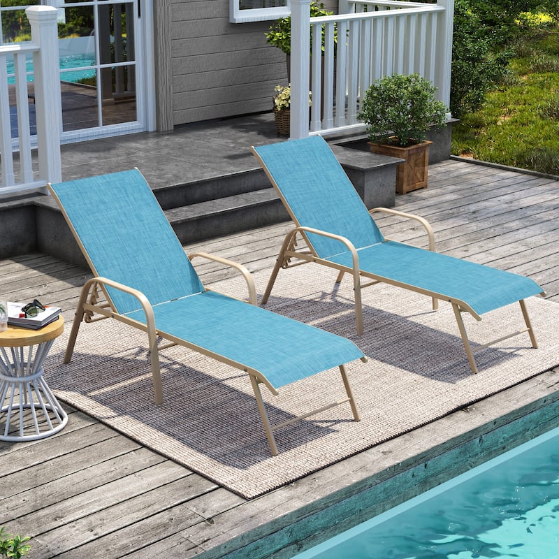 Pellebant 2/4PCS Outdoor Lounge Chair Aluminum with Adjustable Backrest