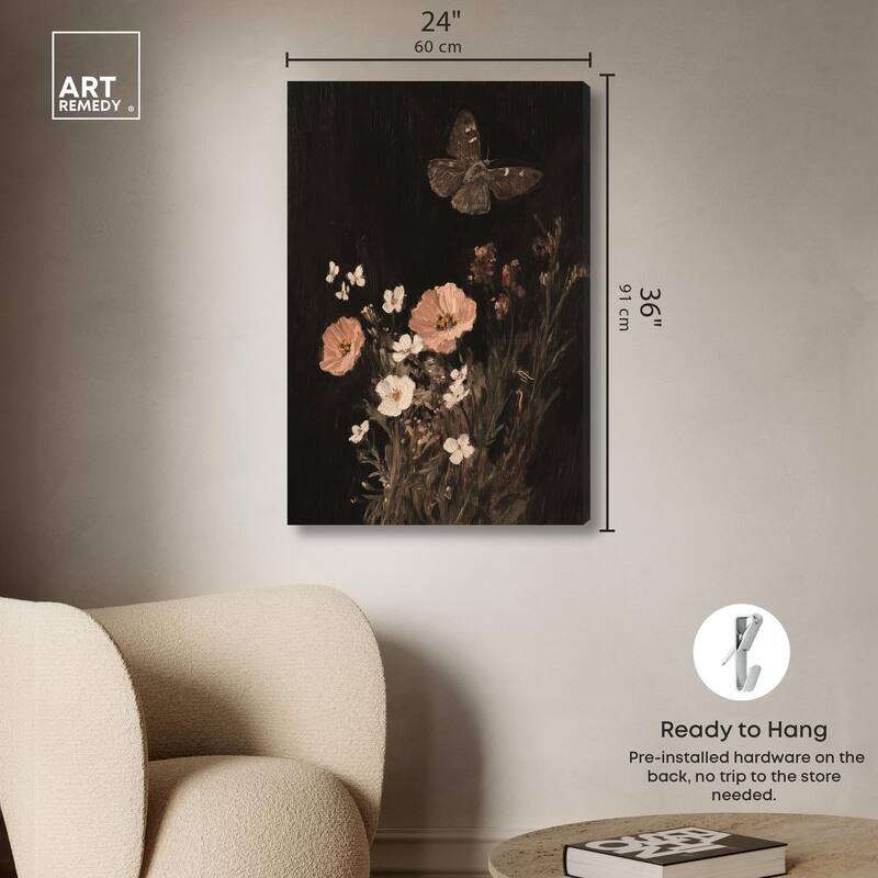 Poppy and Moth I Canvas by Art Remedy, Gallery Wrapped