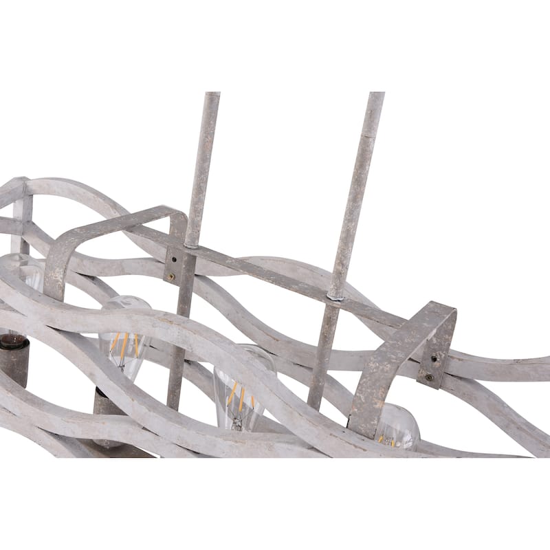 Oaks Aura Farmhouse 5-Light Linear Shabby Chic Wood Chandelier Rustic Wood Pendant Island Ceiling Light
