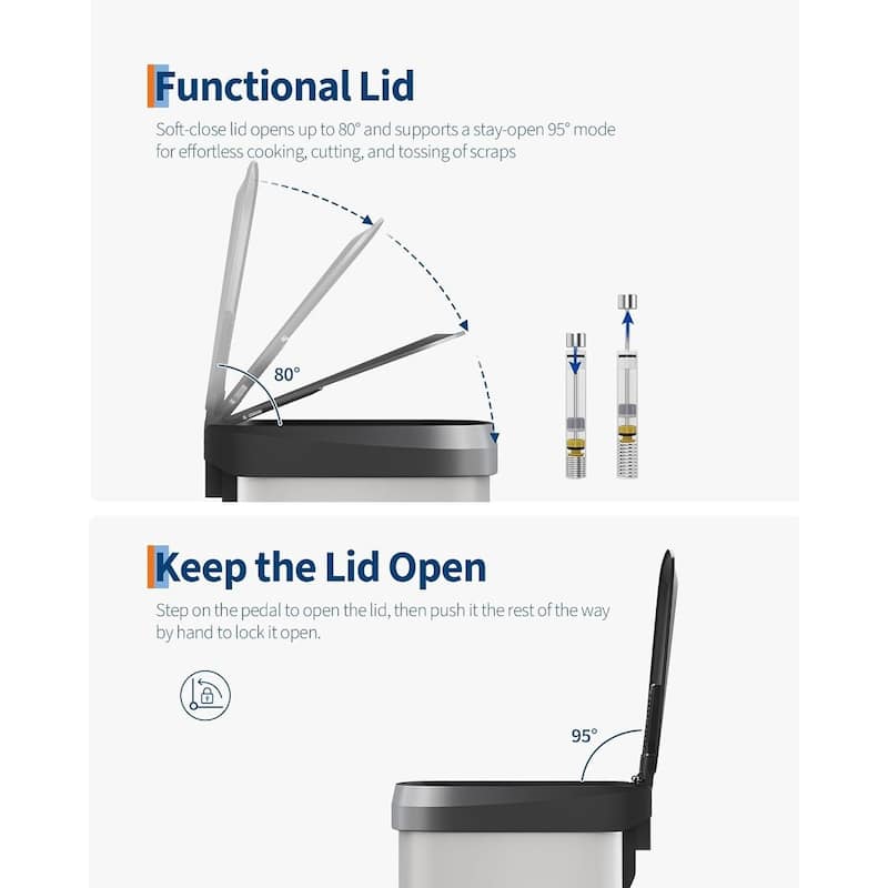 Metal Step-on Trash Can, with Lid