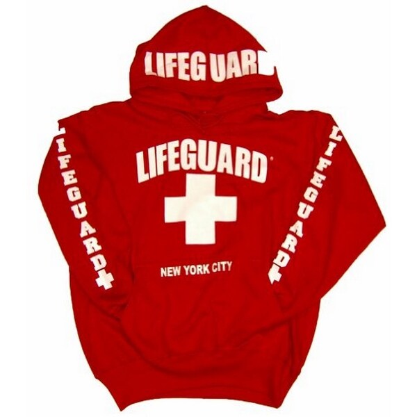 LIFEGUARD New York City Hoodie - Red Sweatshirt Apparel for Women, Men, Teens, Girls - Unisex - Adult Small