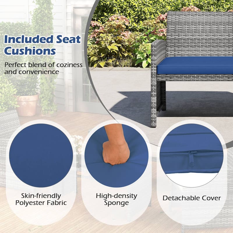 Gymax 8 Piece Patio Furniture Set Outdoor Wicker Conversation Set w/