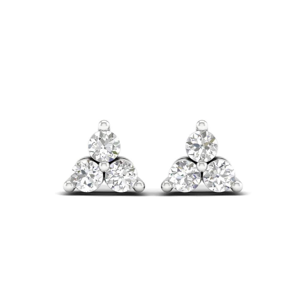 De Couer 1/3ct TDW Diamond Three Stone Stud Earrings in 10K gold for Women - White H-I