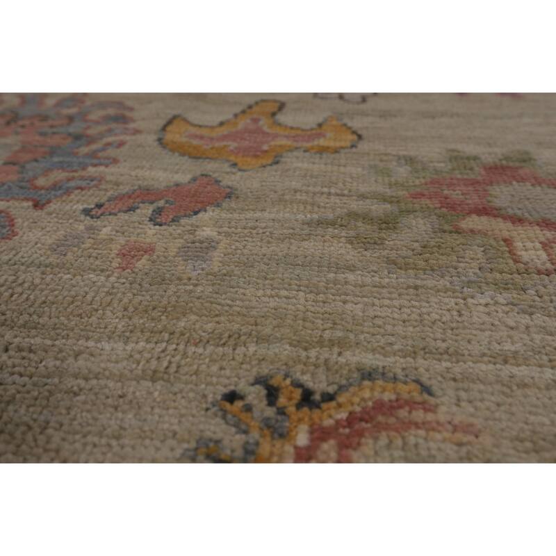 Transitional Oushak Turkish Area Rug Hand-Knotted Wool Carpet - 5'0"x 7'11"