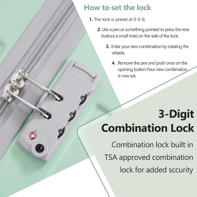 20 Inch Carry On Luggage Set 3 Piece with Spinner Wheels, Lightweight Hardshell ABS Suitcase