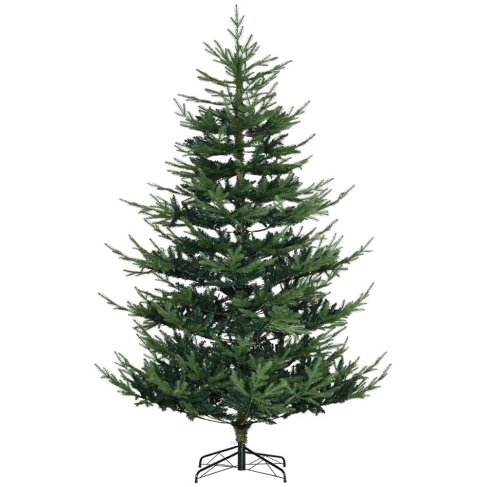 7.3ft Green Artificial Christmas Tree with Lush Layered Tips and Quick Setup Hinge Design - 55.1" Dia. x 88.6" H