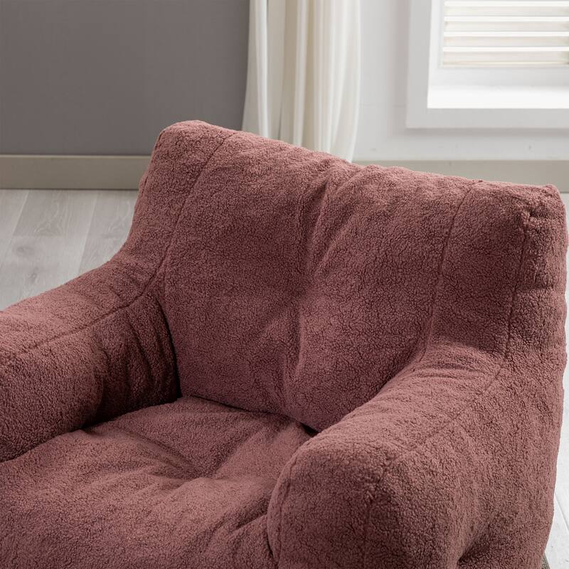 Soft Tufted Foam Bean Bag Chair With Teddy Fabric