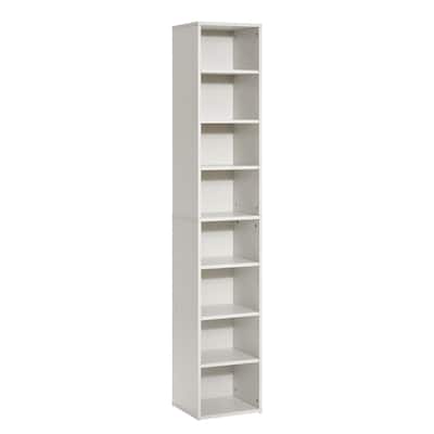 71" White Wooden Narrow Bookshelf with Height Adjustable Shelf and Open Bookcase - 13.0 x 11.8 x 70.9 in